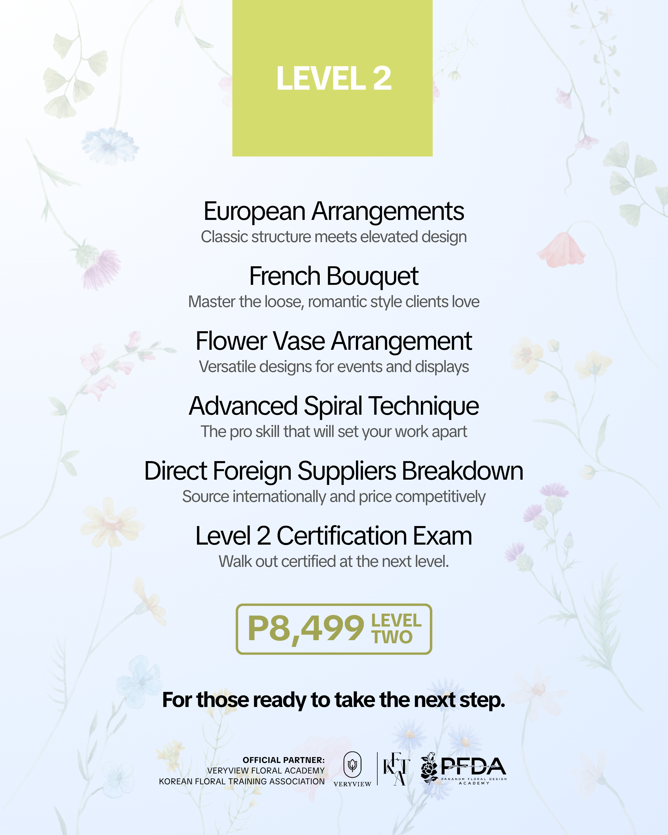 PFDA Florist Certification Level 1 & 2 (DP/Reservation Fee)
